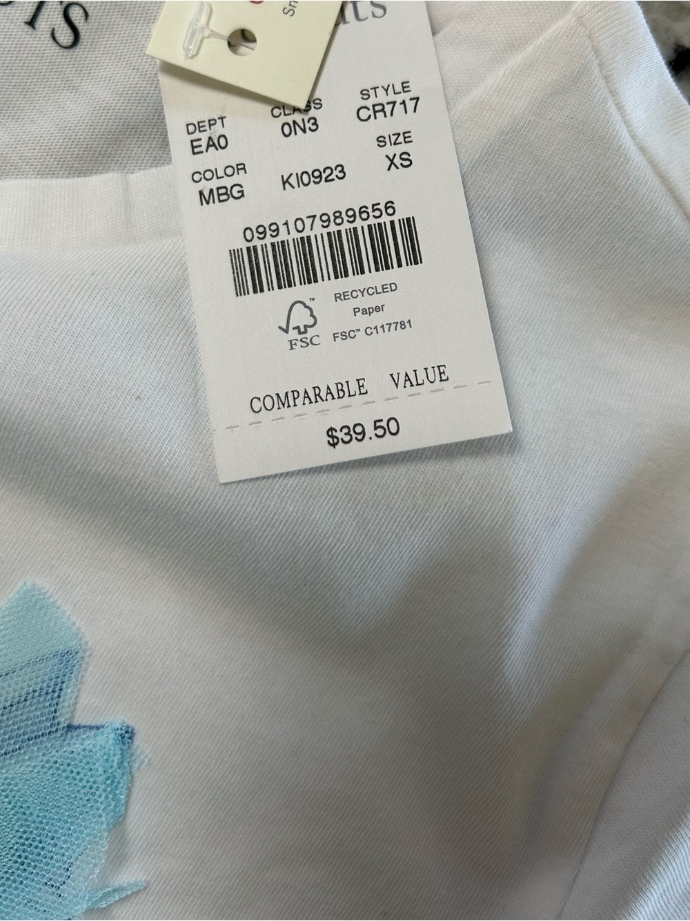 Crewcuts White Tee with Light Blue Butterfly Appliqués - Picture 4 of 4